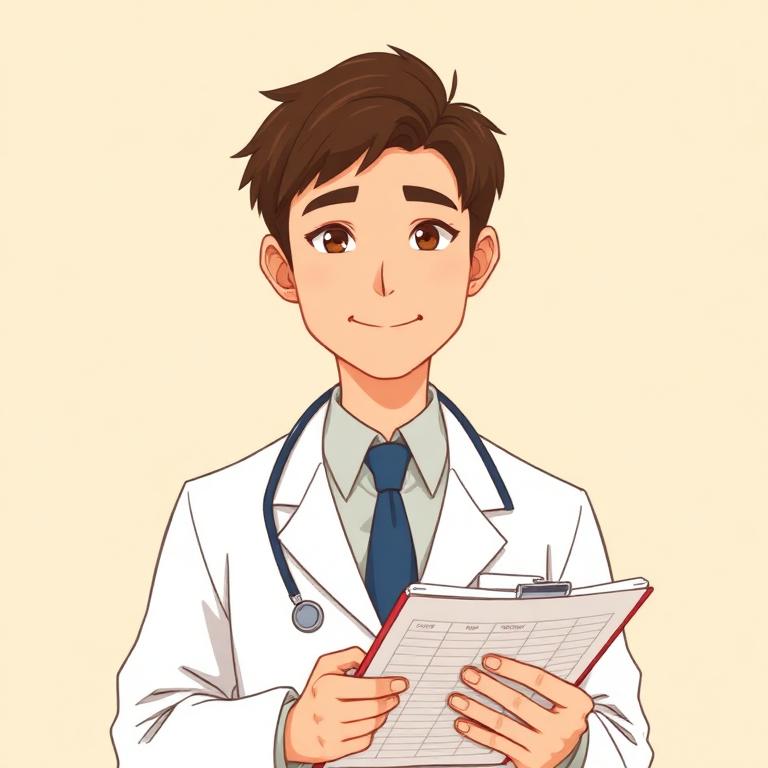Copilot orvos karakter portréja anime stílusban