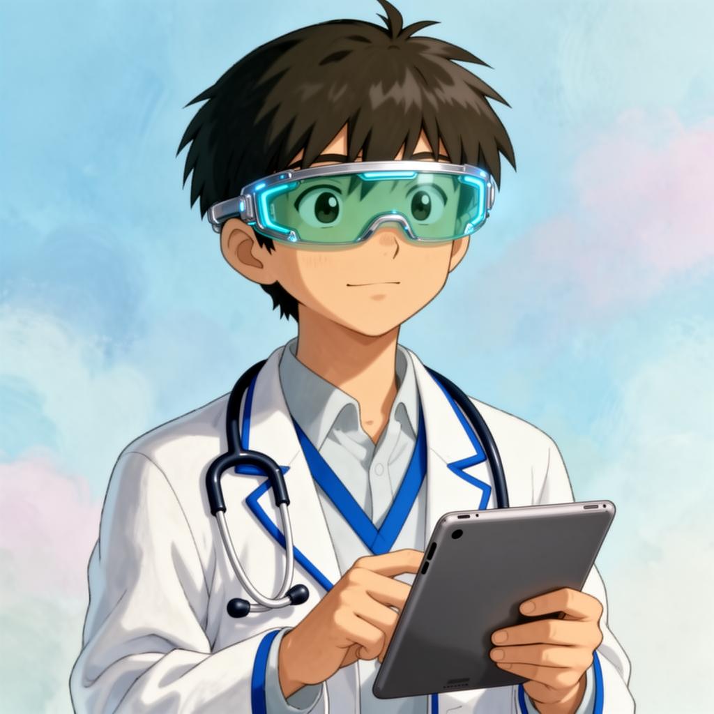 Gemini orvos karakter portréja anime stílusban